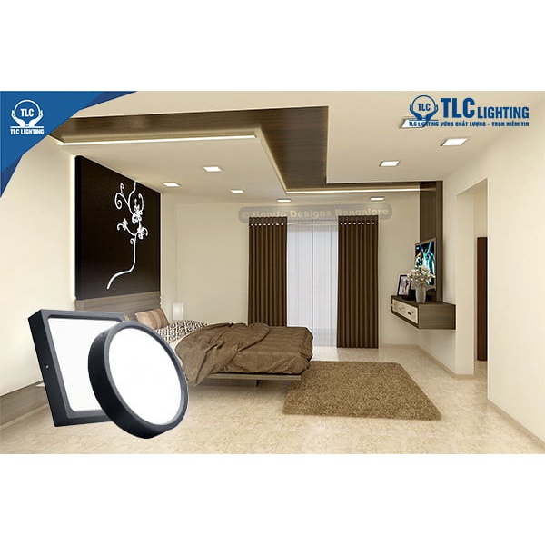 Đèn led ốp trần nổi vuông/tròn vỏ đen TLC Lighting - 12W,18W,24W