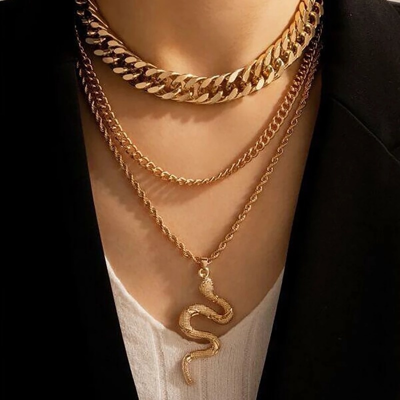 Dây chuyền kim loại hình rắn phong cách punk cá tính