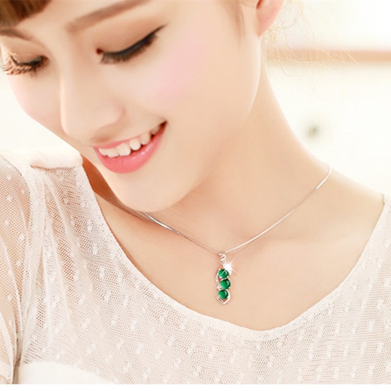 Mặt dây chuyền bạc 925 đính đá kim cương xanh lục bảo thời trang xinh xắn cho nam nữ XL007