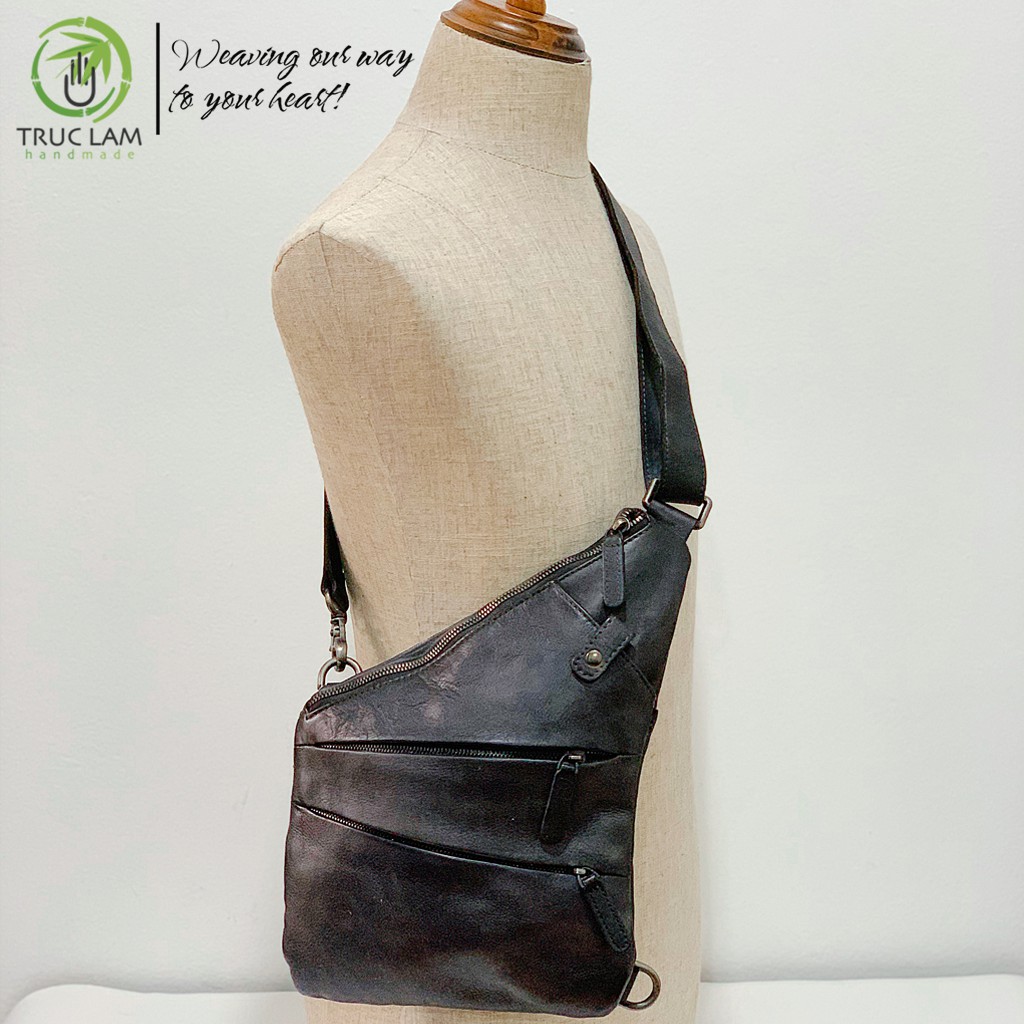 Túi Đeo Chéo Thời Trang Nam Da Bò Thật Cao Cấp Ba Khóa Kéo – Trúc Lâm Handmade