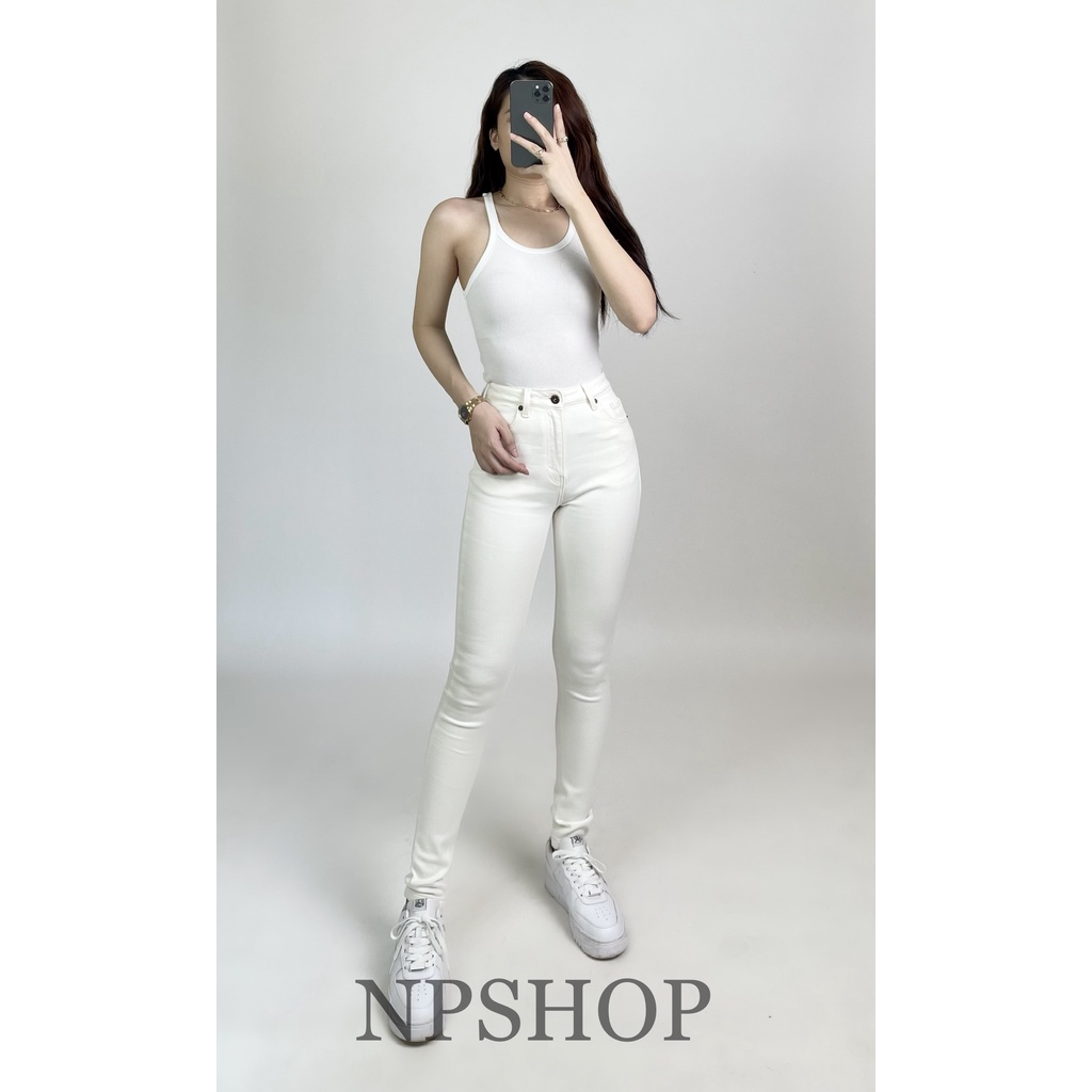 Quần jean nữ lưng cao slim fit NPSHOP, quần bò cạp cao 5 màu vải jeans mộc siêu tôn dáng
