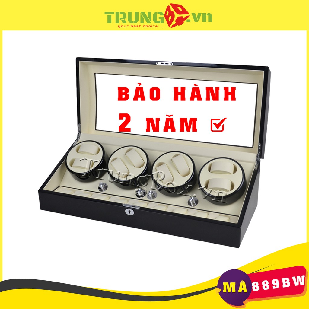 Hộp Xoay Đồng Hồ Cơ 8 Xoay + 9 Tĩnh Vỏ Gỗ Sơn Mài - Mã 889BF