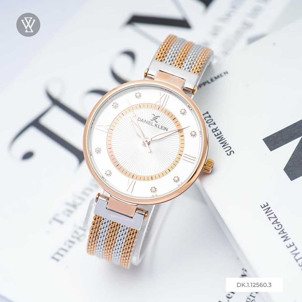 Đồng Hồ Quartz Nữ Daniel Klein WATCHSTORE DK.1.12560.3 Mặt Kính Khoáng 35mm, Dây Kim Loại, Vỏ Thép Không Gỉ