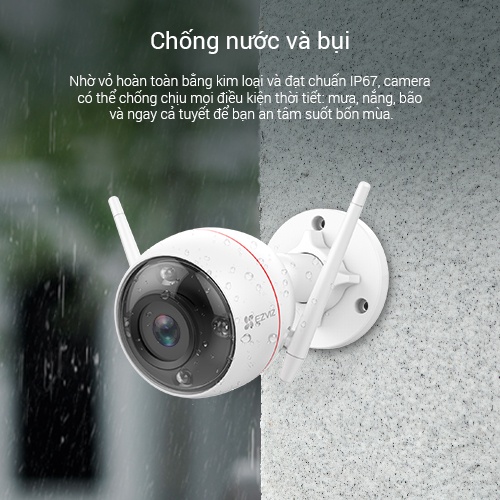 Camera WIFI Ngoài trời EZVIZ C3W-PRO 4MP, , Âm Thanh 2 Chiều, Đèn và Còi Báo Động, AI