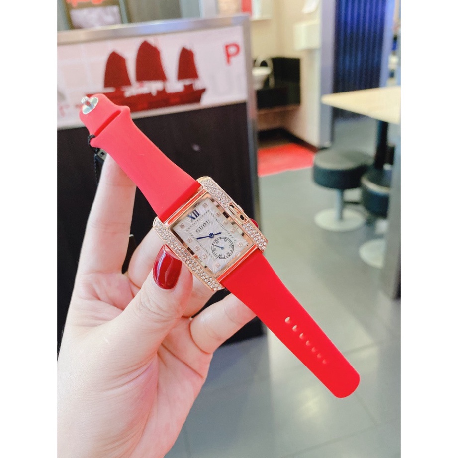 Đồng hồ nữ g.u.o.u quai silicol thông minh , mặt viền đá sang trọng, hình ảnh video tự chụp | BigBuy360 - bigbuy360.vn
