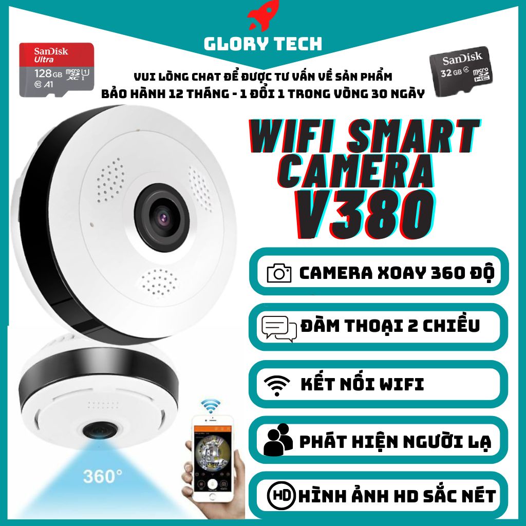 🏅Camera Giám Sát Giá Rẻ🏅Camera Gia Đình V380 PRO Chống trộm 360 Độ Đàm Thoại 2 Chiều| Kết nối Wifi| Chất lượng FULLHD
