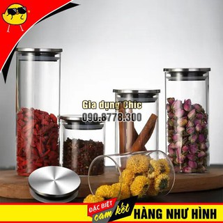 [Hỏa tốc] Hũ thủy tinh có nắp inox hít kín hơi - SAPATA -  750ml, 1000ml, 1500ml, 2000ml [thân tròn] - [CHỊU SỐC NHIỆT]