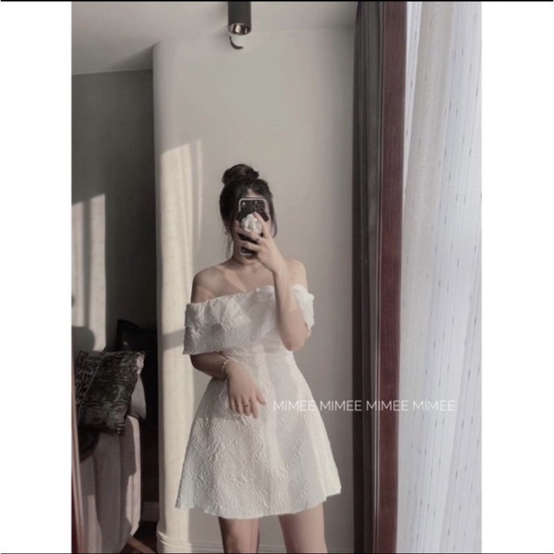 🌿🌿Váy trễ vai xốp hoa hồng mặc đc 2 kiểu siêu xinhhh💯💯💯