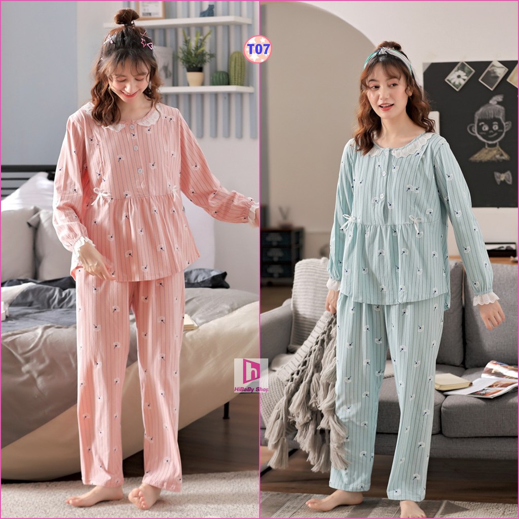 Pijama Sau Sinh Thun cotton co dãn T07