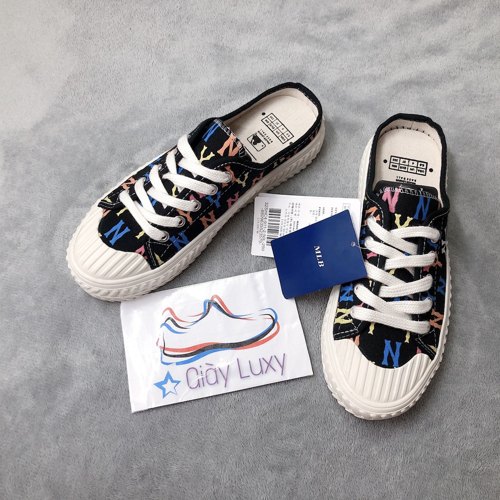 Giày Thể Thao Sneaker Đạp Gót n,y Đen Họa Tiết Cao Cấp - Giày Luxy | BigBuy360 - bigbuy360.vn