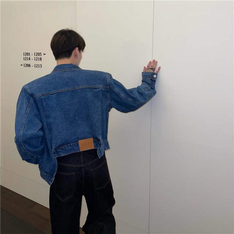 Áo Khoác Denim Dáng Ngắn Phong Cách Hàn Quốc Thời Trang Cao Cấp Cho Nam