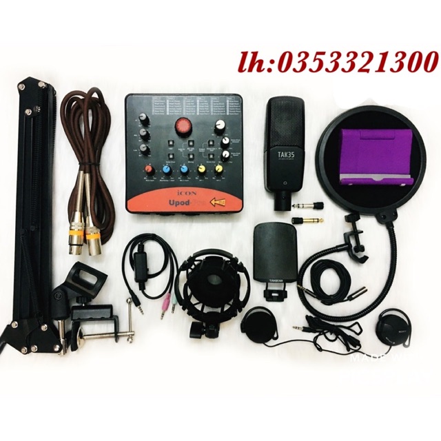 Combo Hát Thu Âm Livestream Mic Tak35 Sound card icon pro tặng kèm tai nhét xịn bh 2 n