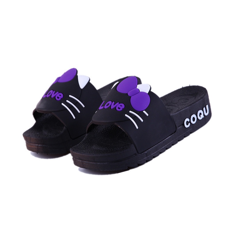 Dép Đi Trong Nhà Đế Dày Họa Tiết Mèo Hoạt Hình Dễ Thương Thời Trang Mùa Hè 2021 Cho Nữ