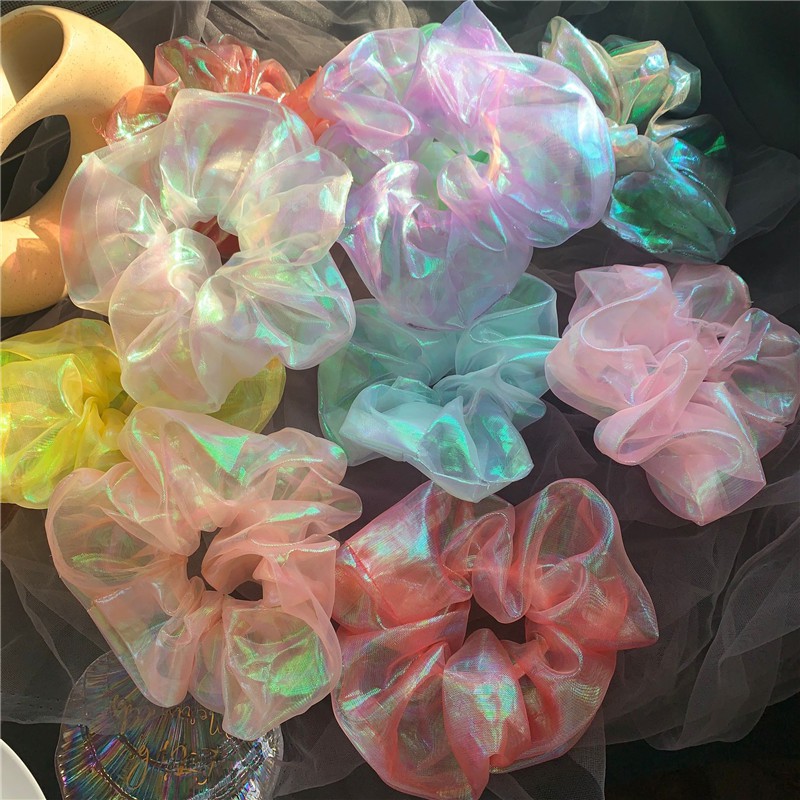 Cô gái Hair Scrunchie Đàn hồi lưới Ponytail Chủ Tóc Tie Shinny Quà tặng siêu lớn (Hair Scrunchies)