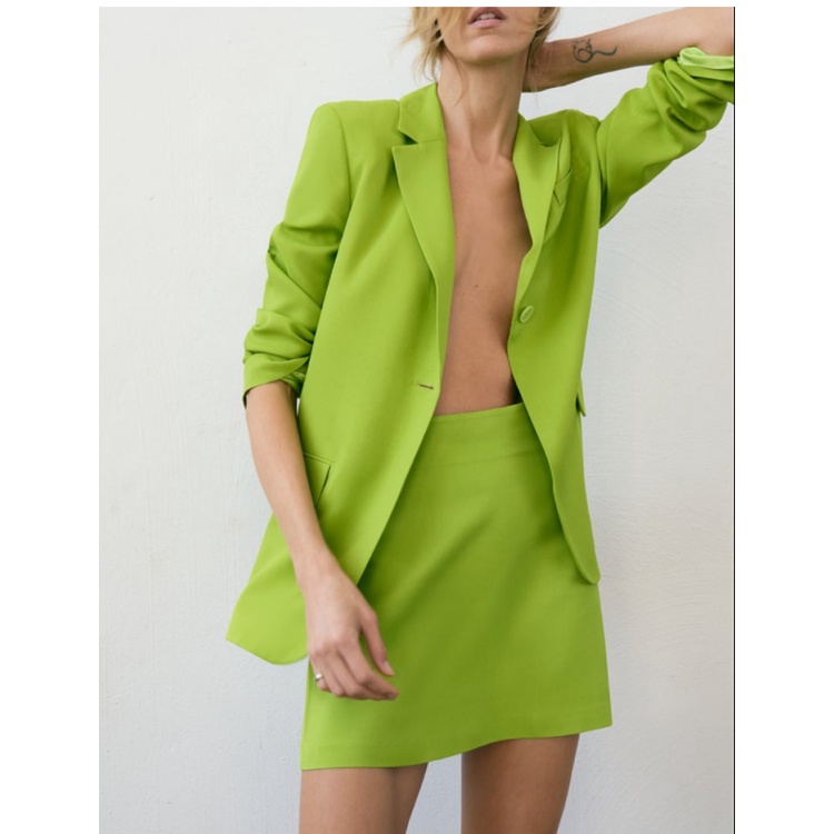 Bộ Áo Vest Tay Dài + Chân Váy Lưng Cao Hiệu Zara Thời Trang Mùa Hè Năng Động3169816 2221816