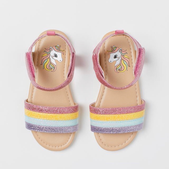 Giày sandal bé gái Unicoin cầu vồng kim tuyến