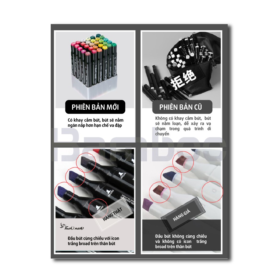 Bút marker touch mark 30/40/60/80 MÀU CÓ TÚI VẢI + KHAY NHỰA ĐỰNG BÚT