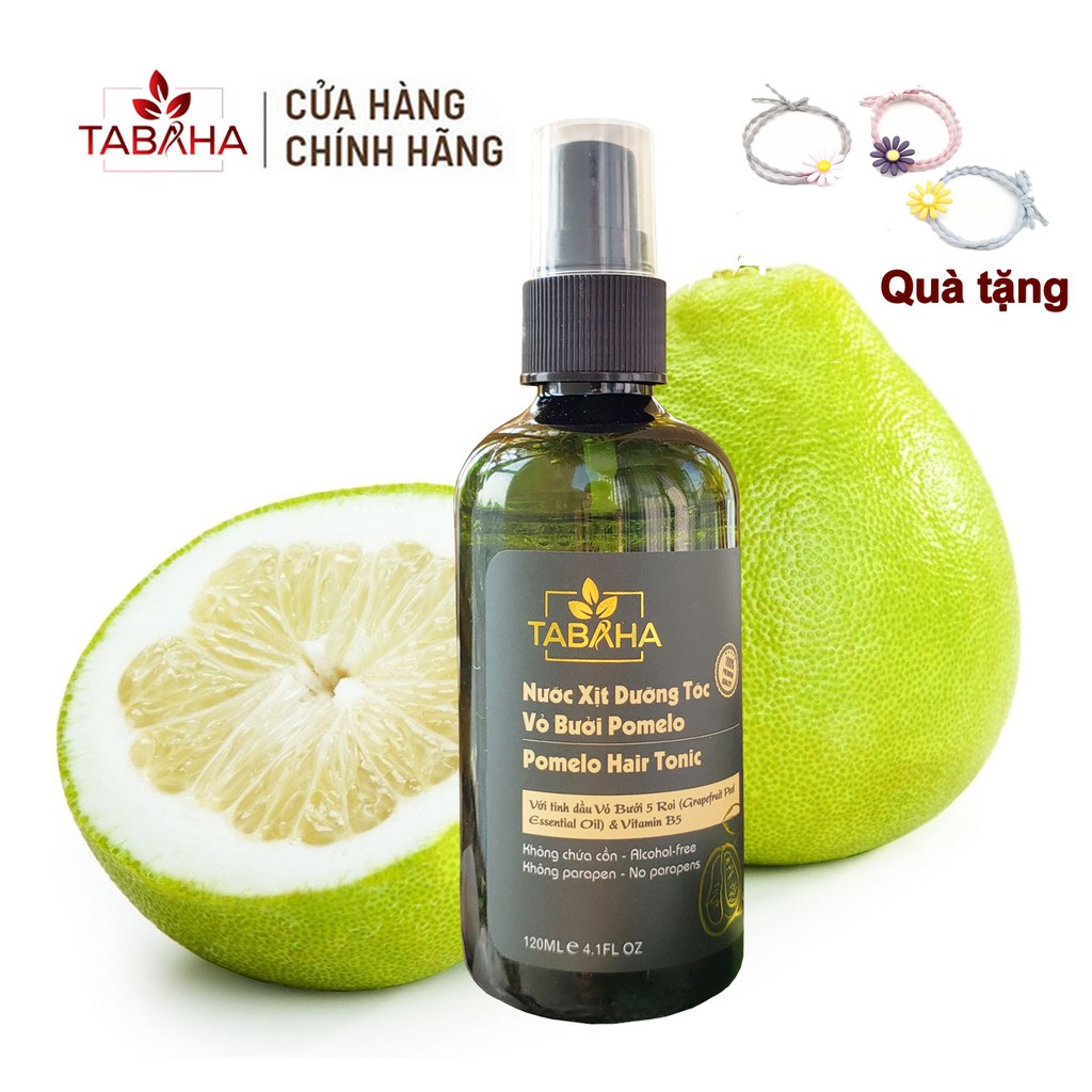 Nước xịt dưỡng tóc tinh dầu vỏ bưởi Pomelo Tabaha 120ml Tặng Dây Cột tóc hoa cúc