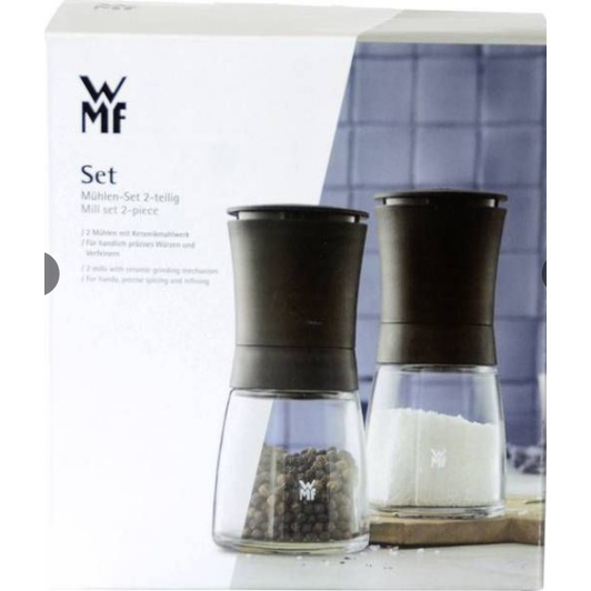 Bộ xay muối + tiêu WMF gồm 2c nắp đen