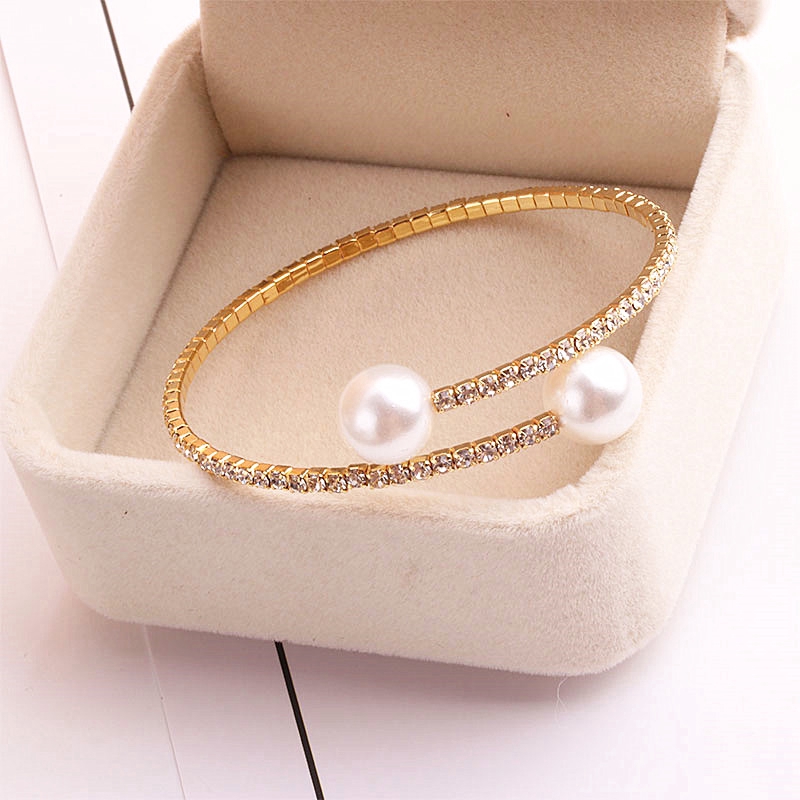 Vòng tay ngọc trai đính đá lấp lánh đơn giản thời trang quà tặng bạn gái | BigBuy360 - bigbuy360.vn