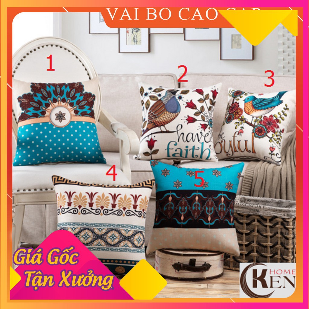 Gối Tựa Lưng | Gối Tựa Sofa, Gối Vuông Trang Trí In Hoạt Tiết Hoa Lá Hiện Đại Kích Thước 45x45cm