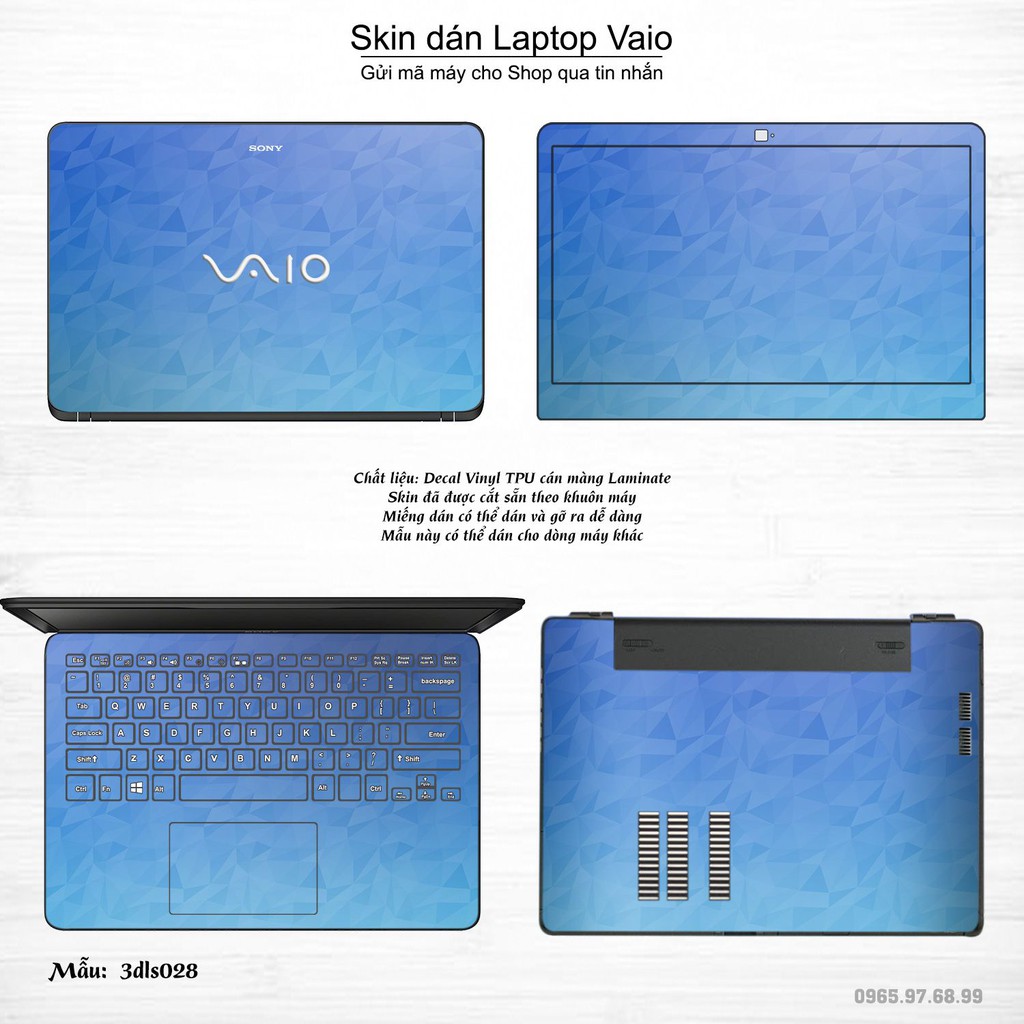 Skin dán Laptop Sony Vaio in hình 3D Image (inbox mã máy cho Shop)