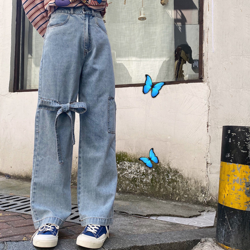 Quần jeans nữ ống rộng lưng cao thời trang