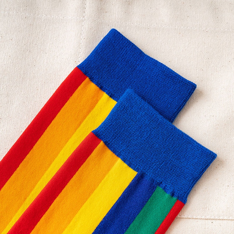 Xiangbao Tất Ống Dài Kẻ Sọc Cầu Vồng Phong Cách Hip Hop Cho Nữ