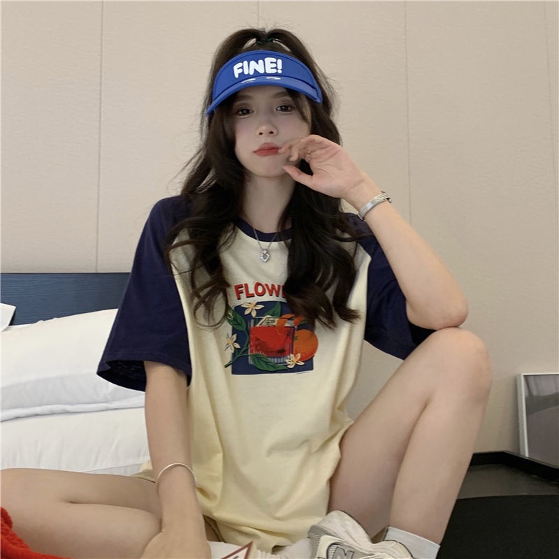 Áo thun nữ BH tay ngắn dáng rộng phong cách Hàn Quốc màu sắc