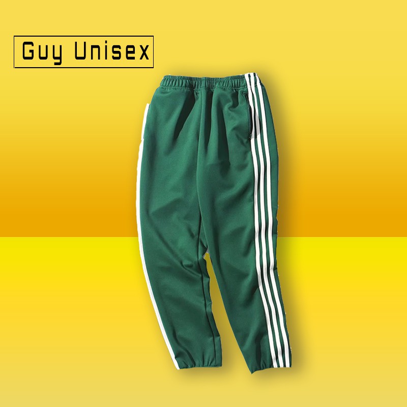 Quần 3 sọc thể thao quần 3 line xanh lá đậm Guy Unisex ống xuông chất đẹp