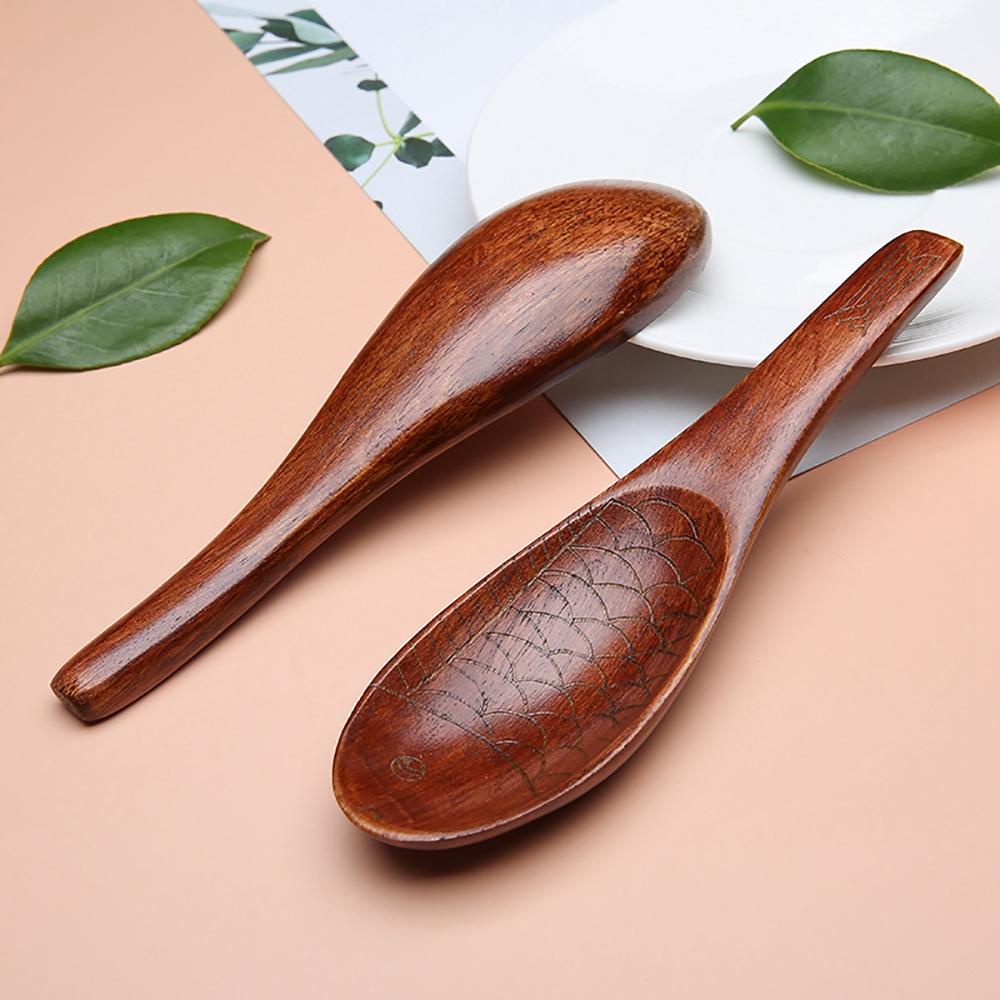 YIYU Muỗng Gỗ Dùng Ăn Cơm Tiện Dụng