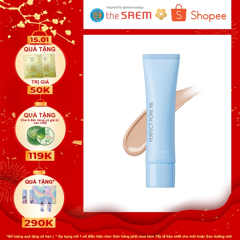 Kem Nền Kiềm Dầu Che Phủ Lỗ Chân Lông the SAEM Saemmul Perfect Pore BB 01 Light Beige 30g