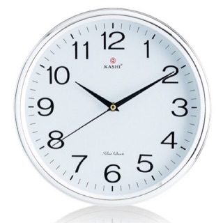 Đồng hồ treo tường Kashi K78 Ø32cm viền bạc nền trắng đơn giản, sang trọng