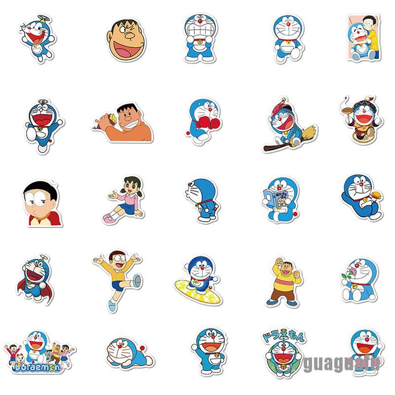 Bộ 50 hình dán Doraemon trang trí laptop/xe máy/xe hơi xinh xắn