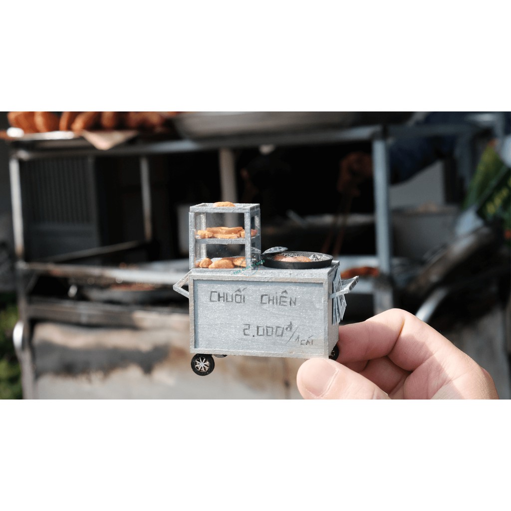 Mô Hình Sài Gòn Xưa Và Nay Thu Nhỏ - Xe Chuối Chiên - HR06