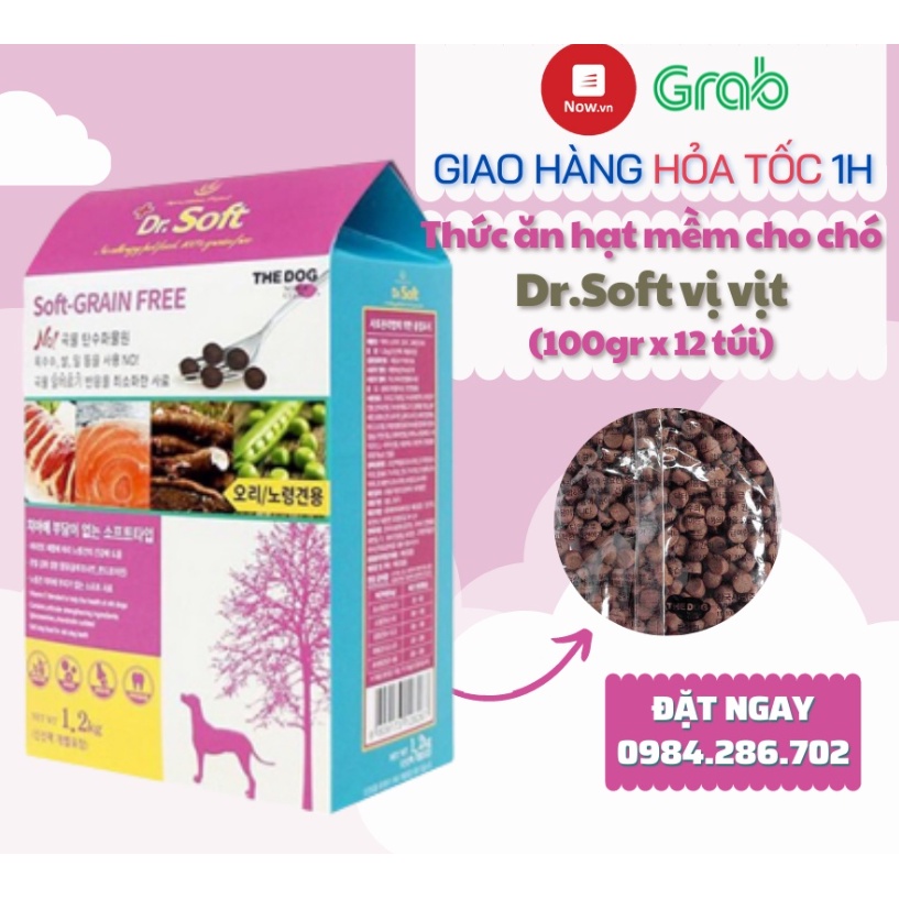 Thức Ăn Hạt Mềm Cho Chó Mọi Lứa Tuổi Vị Vịt Dr.Soft Duck Grain Free Hộp 1.2kg