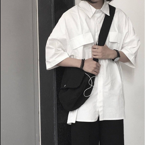 Áo Sơ Mi Trắng Ngắn Tay Unisex Nam Nữ Siêu Hot | BigBuy360 - bigbuy360.vn