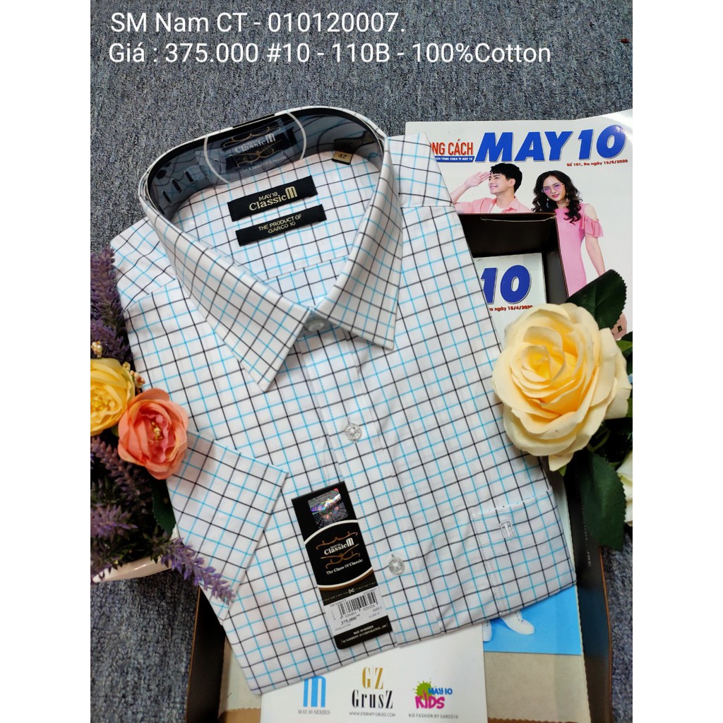 Áo sơ mi nam cộc tay May 10 100% cotton