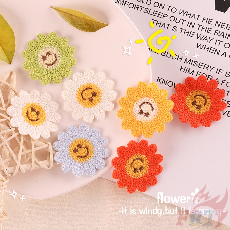 ✿ Miếng Dán Dệt Kim Hình Hoa Hướng Dương Dễ Thương ✿ 1 Huy Hiệu May Quần Áo DIY