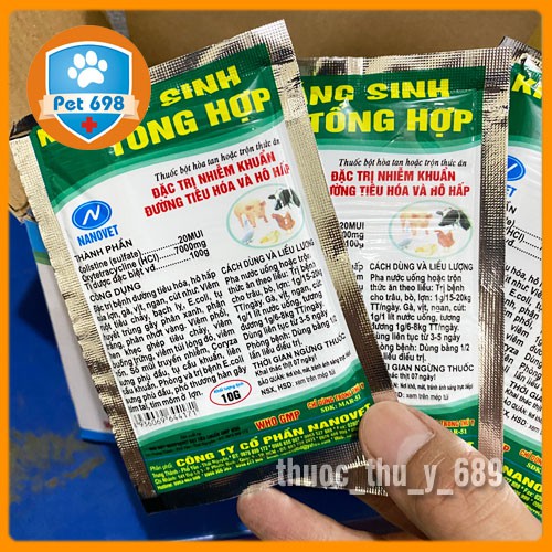 Hộp 10g x 50 gói Phòng bệnh tổng hợp cho chim cảnh, gà đá PET-698