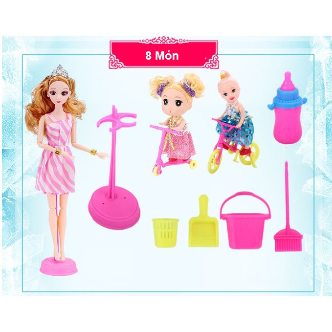 Set Hộp Búp Bê Gia Đình 3D Phát Nhạc Kèm Phụ Kiện 98 Chi Tiết Thời Trang