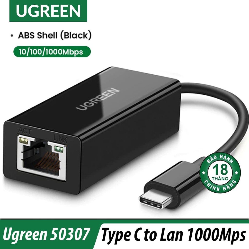 Cáp USB-C sang LAN 1Gbps Cao Cấp Ugreen 30287 , 50307- Hàng Chính Hãng BH 18T đổi mới