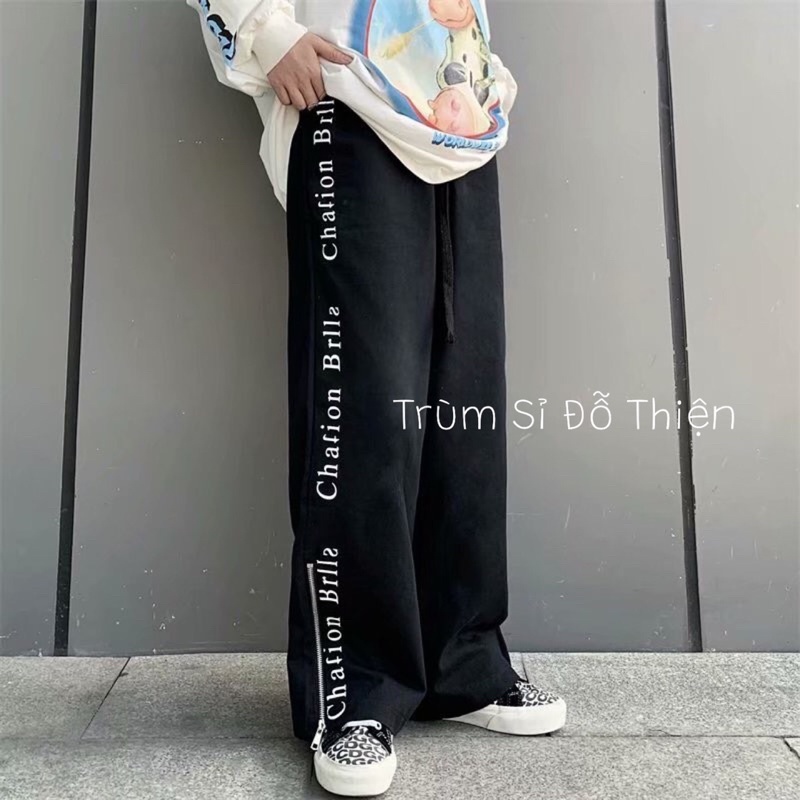 Quần Kaki ống rộng suông Unisex khoá zip phong cách Ulzzang siêu hot 2022