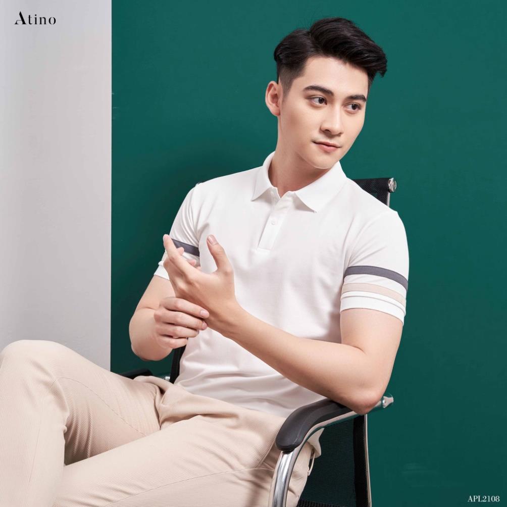 Áo Polo Nam PAREL ATINO phối viền trẻ trung vải cá sấu Cotton cao cấp thoáng mát APL2108