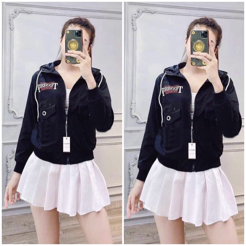 Áo khoác dù nữ có mũ form rộng chống nắng form ôm eo in chữ Bycicle MQ Fashion KD11