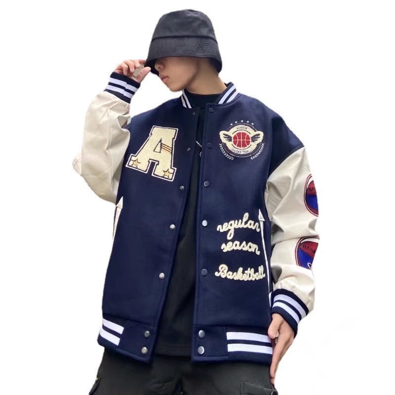 Áo Khoác Bóng Chày In Chữ Phong Cách Hip hop Thời Trang Cá Tính Dành Cho Cặp Đôi