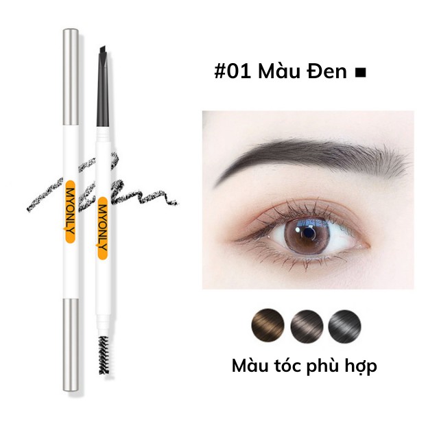 [Mẫu Mới] Chì Kẻ Mày Bút Vẽ Chân Lông Mày Tam Giác 2 Đầu Myonly 3071 Đa Hiệu Ứng 3D Không Thấm Nước, Mồ Hôi, Bền Màu | BigBuy360 - bigbuy360.vn