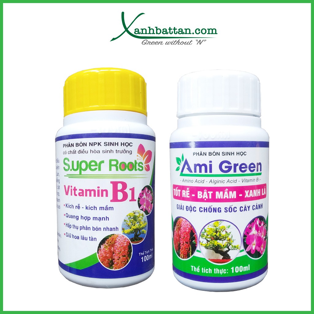 Combo Ami Green Và Super Root B1 Kích Rễ - Kích Mầm - Giải Độc Cây - Dưỡng Hoa Lâu Tàn