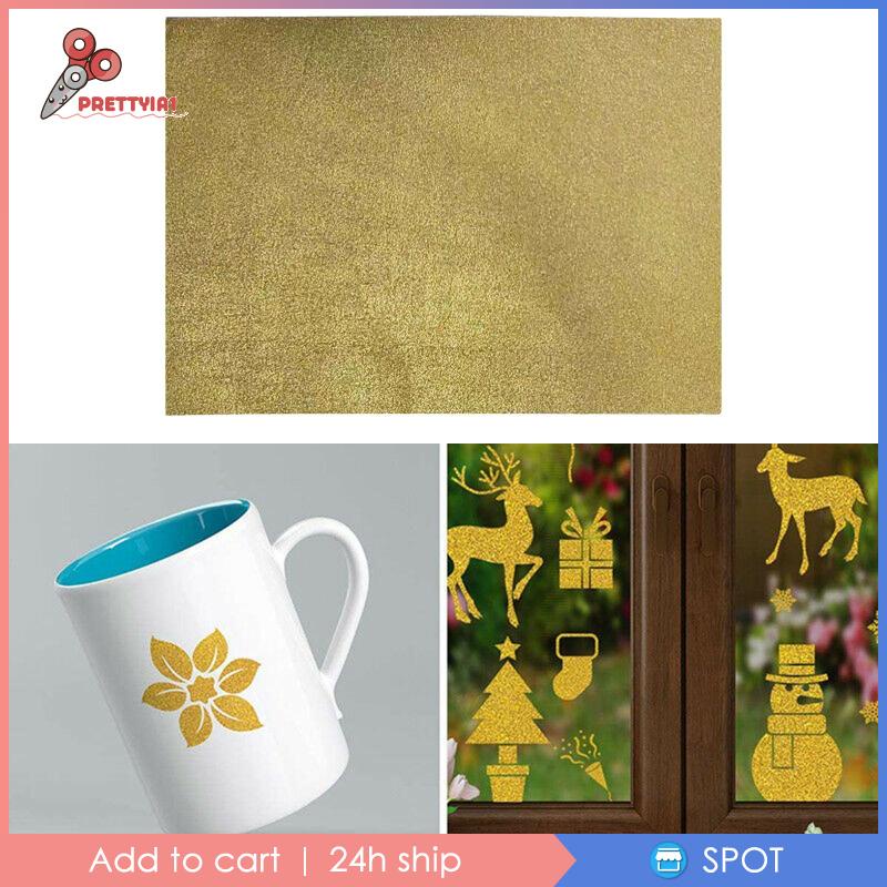 [Prettyia1] Cuộn Giấy Vinyl Truyền Nhiệt HTV Cho Quần Áo Màu Vàng Kim 30x50cm