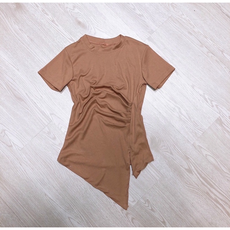 Áo kiểu nữ, áo thun nữ, áo thun tay ngắn tà xéo xẻ tà nhún eo siêu xinh